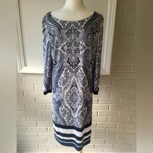 INC International Concepts Black and White Patterned Dress